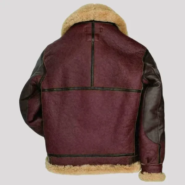 Mens Burgundy Black Shearling B3 Jacket