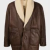 Mens Buttoned Fastening Leather Coat
