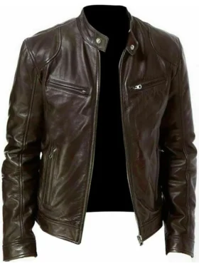 Mens-Dark-Coffee-Brown-Biker-Jacket