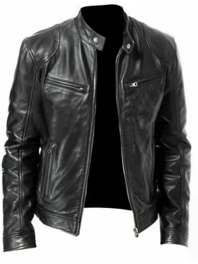 Mens Dark Coffee Brown and Black Biker Jacket