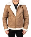 Mens Distressed Brown B3 Bomber Leather Jacket