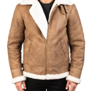 Mens Distressed Brown B3 Bomber Leather Jacket