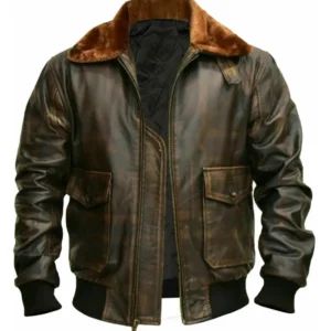 Mens Distressed Brown G 1 Bomber Leather Jacket