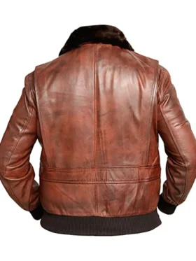 Mens Distressed Brown G 1 Bomber Leather Jacket Back 1