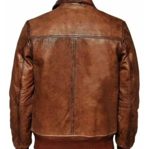 Mens-Distressed-Brown-Stand-Up-Bomber-Leather-Jacket-Back