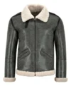 Mens Distressed Grey Shearling Fur B3 Bomber Jacket