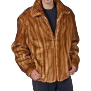 Mens Genuine Mink Fur Brown Classic Jacket