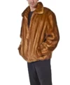Mens Genuine Mink Fur Brown Jacket