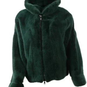 Mens-Green-Mink-Fur-Hooded-Bomber-Jacket