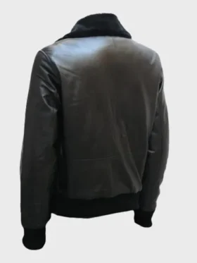 Mens Leather Black Bomber Jacket