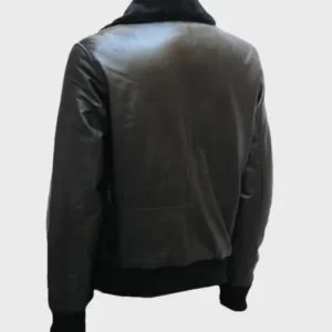 Mens Leather Black Bomber Jacket