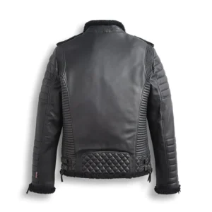 Mens Padded Biker Quilted Leather Jacket