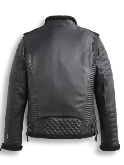 Mens Padded Biker Quilted Leather Jacket