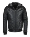 Mens-Quilted-Detachable-Black-Hood-Bomber-Leather-Jacket