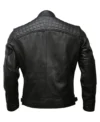 Mens Quilted Style Motorcycle Genuine Leather Jacket Black Back