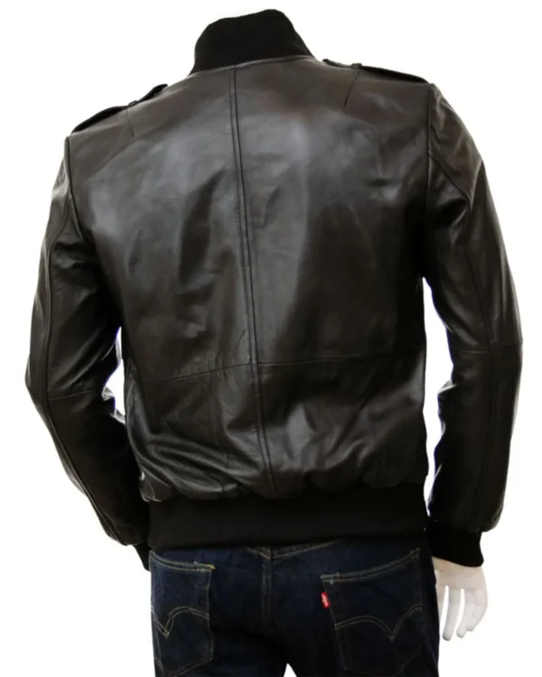Mens Rib Knitted Erect Collar Bomber Jacket