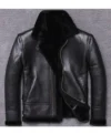 Mens Shearling B3 Bomber Black Leather Jacket
