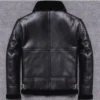 Mens Shearling B3 Bomber Black Leather Jacket Back