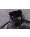 Mens Shearling B3 Bomber Black Leather Jacket Collar