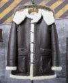 Mens Shearling Fur Coffee Brown Parka Coat