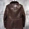 Mens Shearling Fur Lapel Collar Brown Real Leather Jacket