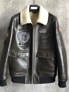 Mens Shearling G 1 Bomber Brown Genuine Leather Jacket