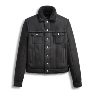Mens-Shearling-Suede-Black-Trucker-Jacket