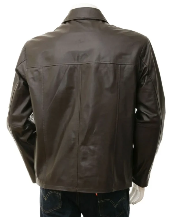 Mens-Shirt-Style-Plain-Minimalist-Leather-Jacket-Coffee-Back