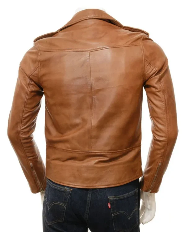 Mens-Tan-Brown-Asymmetrical-Zipper-Leather-Jacket-Back