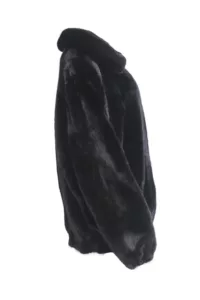 Mens Turn Down Collar Jet Black Mink Fur Jacket