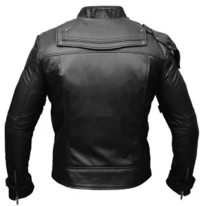 Mens-Unique-Style-Biker-All-Black-Leather-Jacket-Back