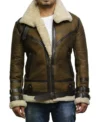 Mens Waxed Olive Green B3 Bomber Leather Jacket