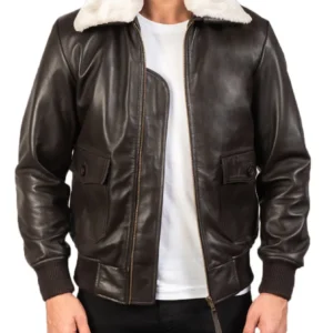 Mens-White-Fur-Collar-G-1-Bomber-Jacket