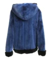 Mens Womens Mink Fur Blue Hooded Jacket