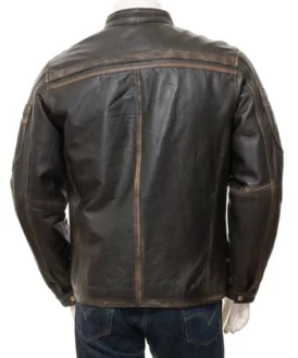 Old 90s Vintage Style Cafe Racer Leather Jacket Back