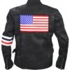 American Flag Independence Day Black Leather Jacket Back