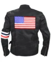 American Flag Independence Day Black Leather Jacket Back