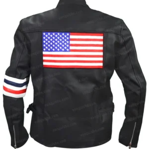American Flag Independence Day Black Leather Jacket Back