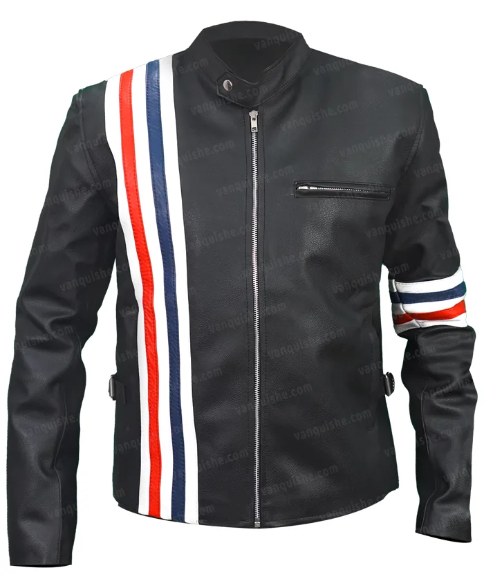 American Flag Independence Day Black Leather Jacket