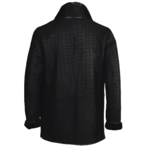 Crocodile-Pattern-All-Black-Fur-Leather-Jacket-Back