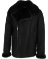 Men Asymmetrical Zipper Woodsmoke Black Jacket