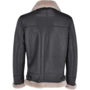 Mens-Abbey-Grey-B3-Shearling-Fur-Bomber-Jacket-Back