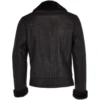 Mens Asymmetrical Zipper All Black Leather Jacket Back