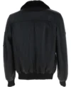 Mens Black Fur Collar G 1 Leather Bomber Jacket Back