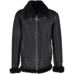 Mens Black Shearling Fur B3 Bomber Jacket