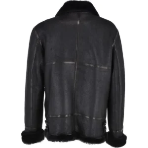 Mens-Black-Shearling-Fur-B3-Bomber-Jacket-Back