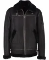 Mens Black Shearling Pilot Leather B3 Bomber Jacket