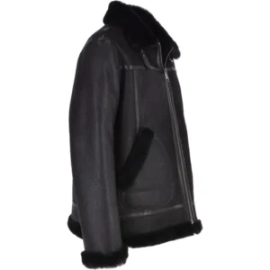 Mens-Black-Shearling-Pilot-Leather-B3-Bomber-Jacket-Right
