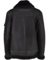 Mens Black Shearling Pilot Leather B3 Bomber Jacket back