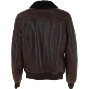 Mens-Black-Sherpa-Collar-Dark-Brown-Leather-Bomber-Jacket-back
